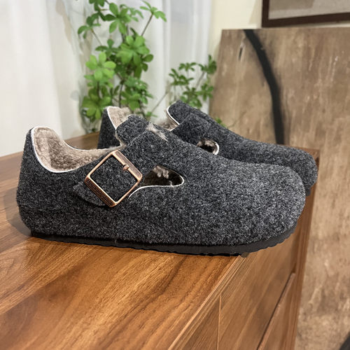 羊羔毛一体灰色勃肯鞋女2025新款秋冬保暖一脚蹬懒人雪地靴子棉鞋