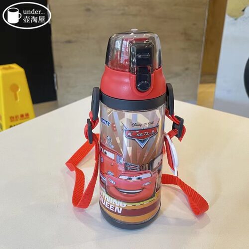 迪士尼 WD-4252 麦昆 汽车儿童卡通直饮学生水壶防漏运动背带水杯