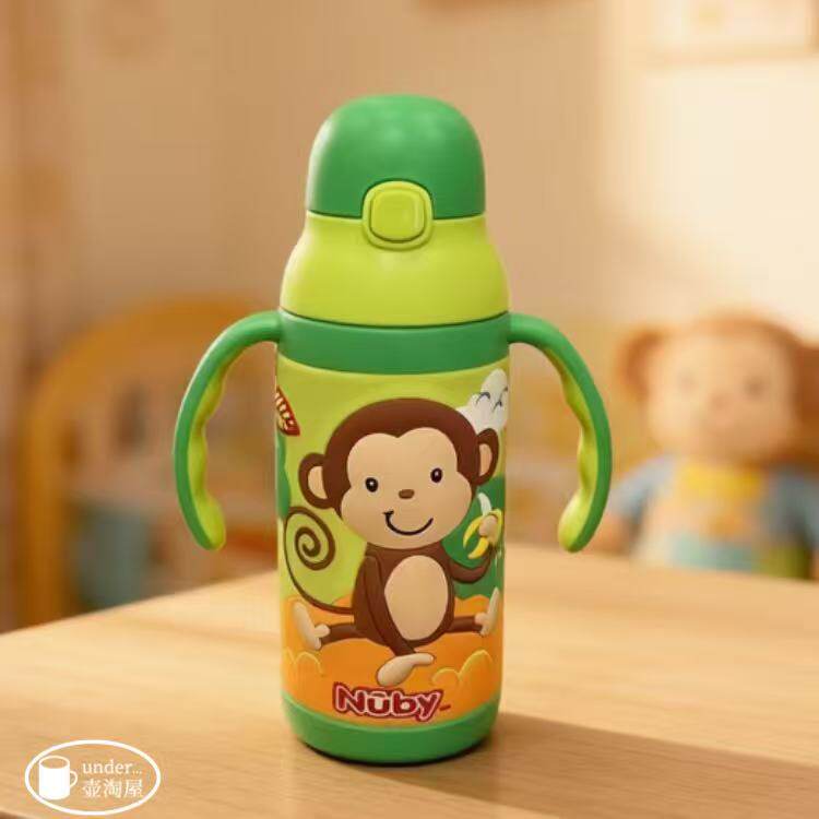 努比 nuby 儿童轻量3D抽真空不锈钢保温杯双耳把手柄背带 10406