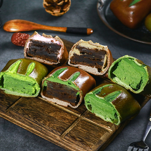 焙夫熊猫 薄皮奶酪布朗尼碱水包套餐 开心果抹茶/蓝莓巧克力面包