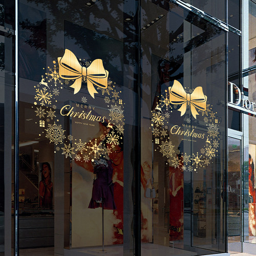 圣诞节鎏金玻璃门贴纸装饰