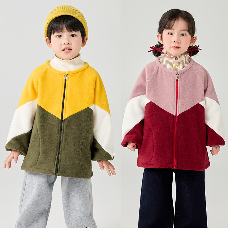 男女童秋冬撞色摇粒绒罩衣时尚保暖洋气外穿防脏宝宝百搭罩衫围兜,童装/婴儿装/亲子装,反穿衣/罩衣,淘宝优惠券,粉丝福利购,淘宝优惠卷