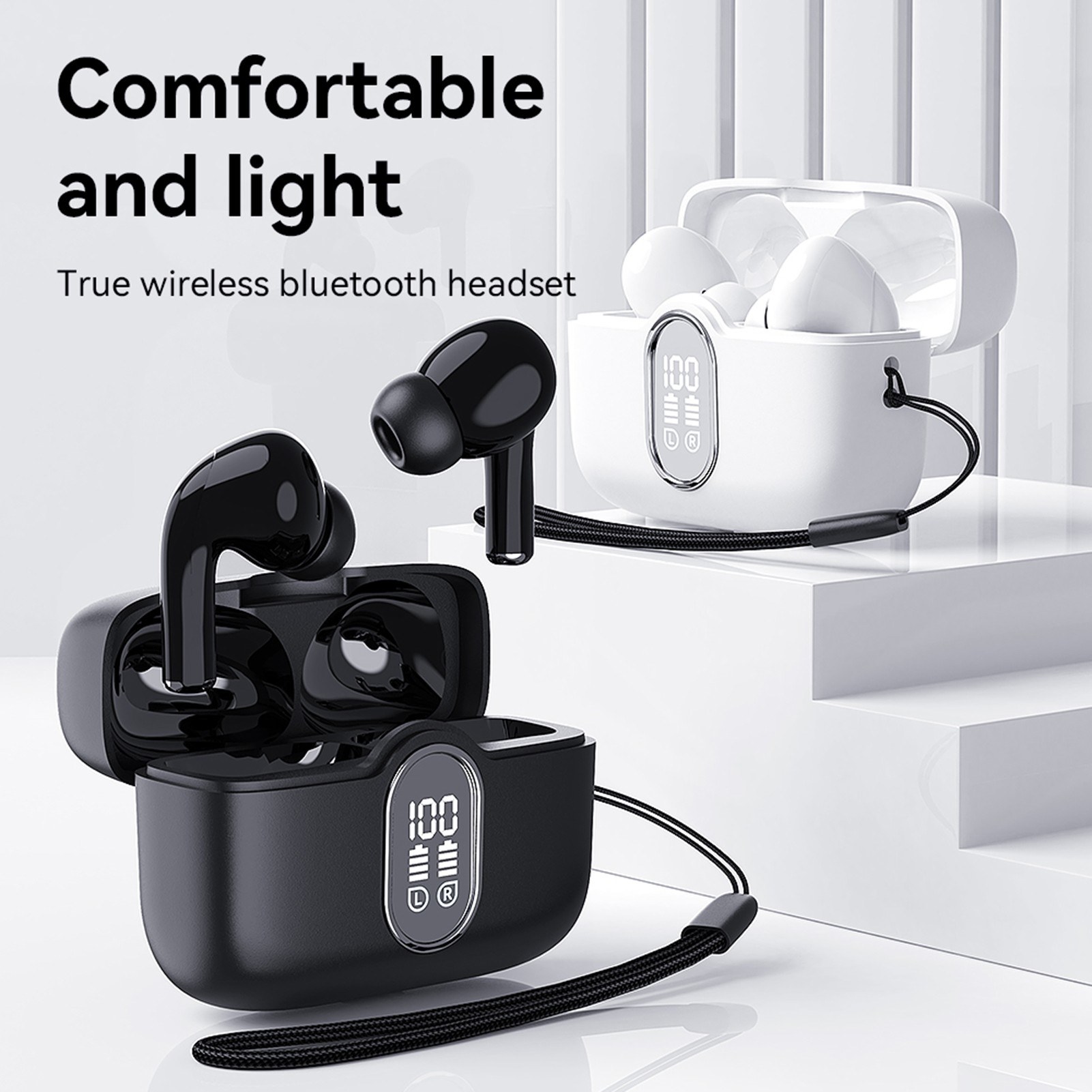AP26 Earphones Wireless BT Earbuds LED Display IPX4 Waterpro