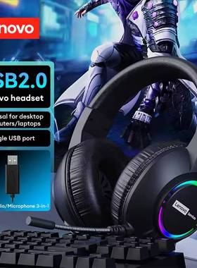 Lenovo E08 Wired headphone RGB Lighting Headphone Headset