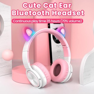 LED light Headset Kids Cat 5.0 Bluetooth Headphones Ears Wir