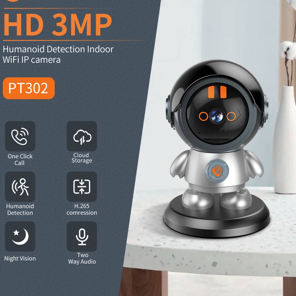 3MP 1296P WiFi PTZ Camera Support 2.4G Wireless AI Humanoid