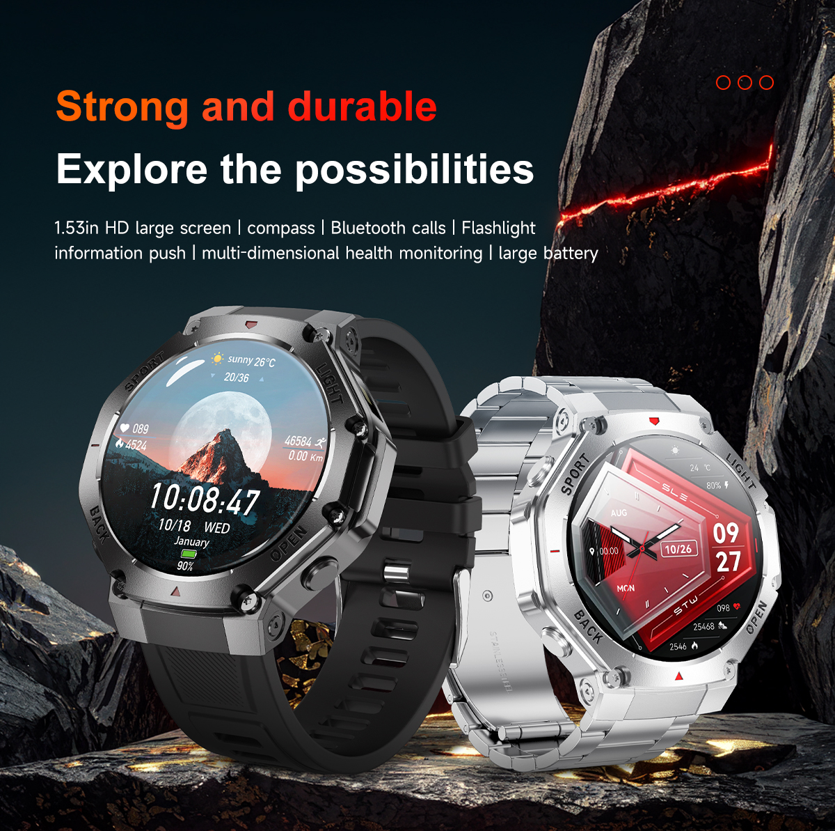 TR3 Max Smart Watch Bluetooth Calling LED Compass Smartwatch