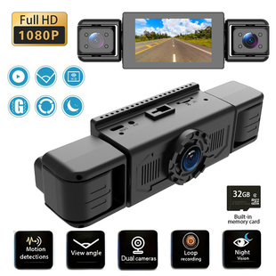 Recording Car Recorder card 64GB 3Lens Camera Dashcam DVR