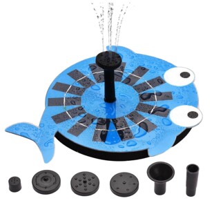 Cute Whale Solar Fountain with 4 Nozzles 2W DIY Birdbath Fou