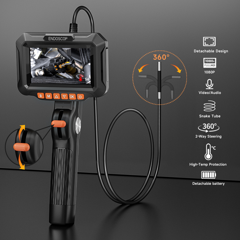 2-Way Articulating Endoscope 360°Steering Rotation Camera