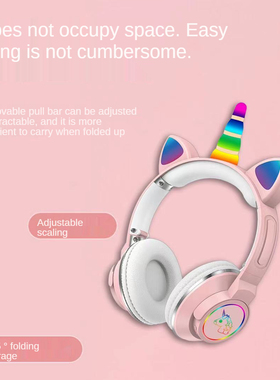 Kid Girl Music Wireless Helmet Earphone Cute Cat Ear Bluetoo