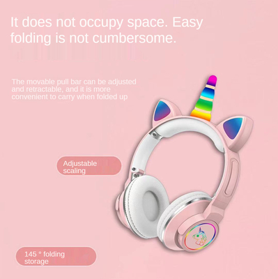 Kid Girl Music Wireless Helmet Earphone Cute Cat Ear Bluetoo