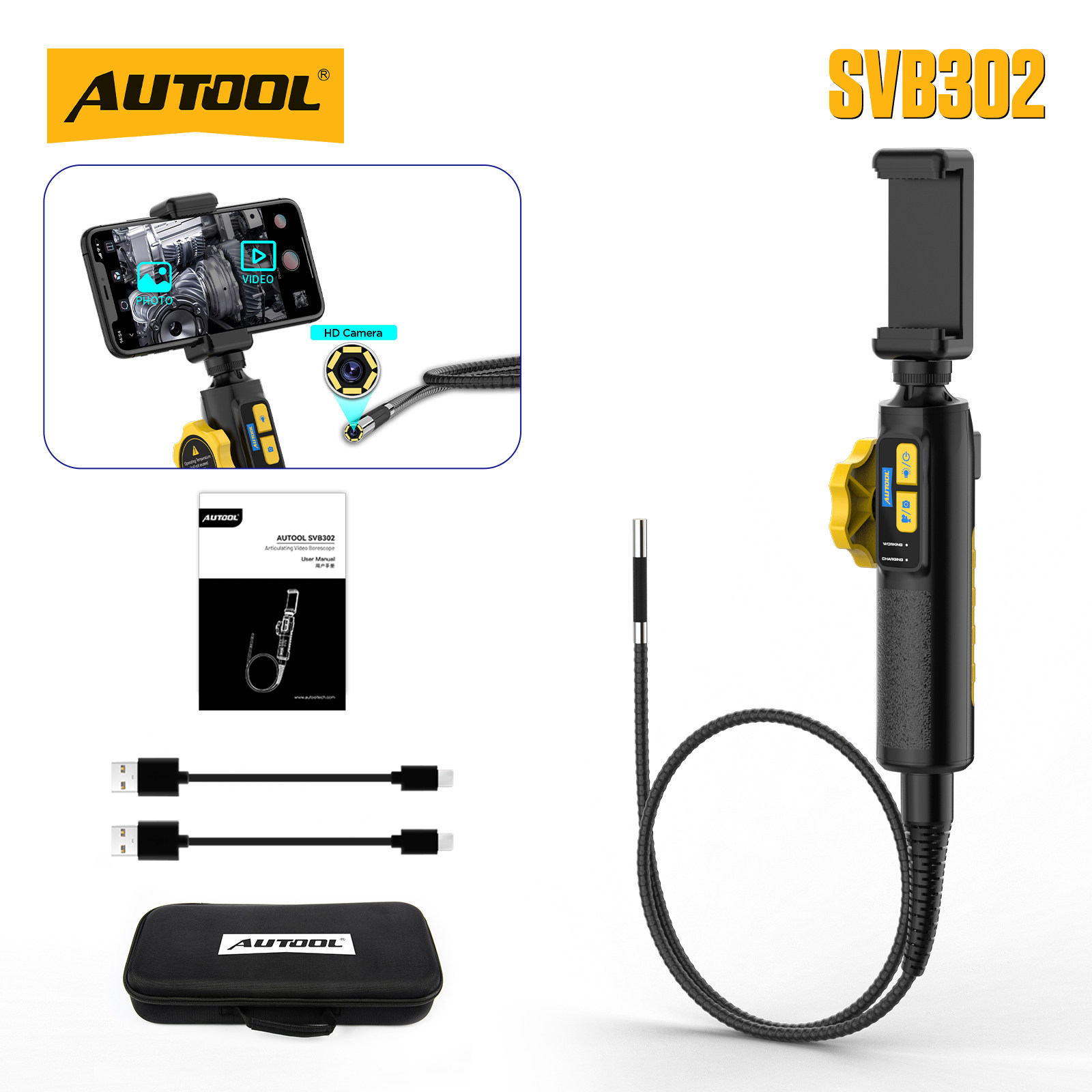 Steering Borescope Endoscope 4 Way Articulating USB Camera