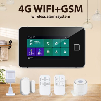 4G WiFi TY Wireless Home Alarm System Fingerprint Unlocking