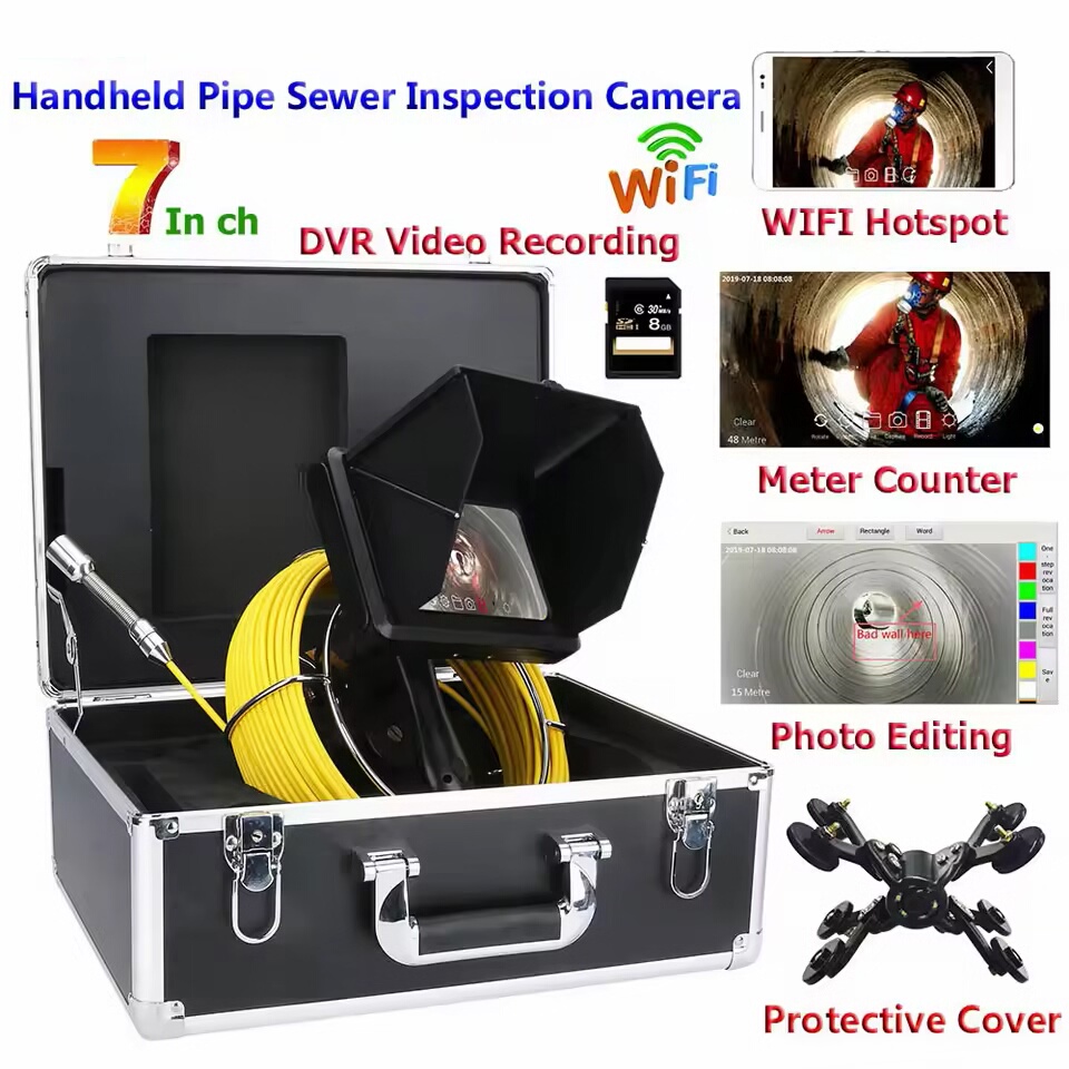7inch Industrial Pipe Sewer Inspection Camera WIFI Endoscope