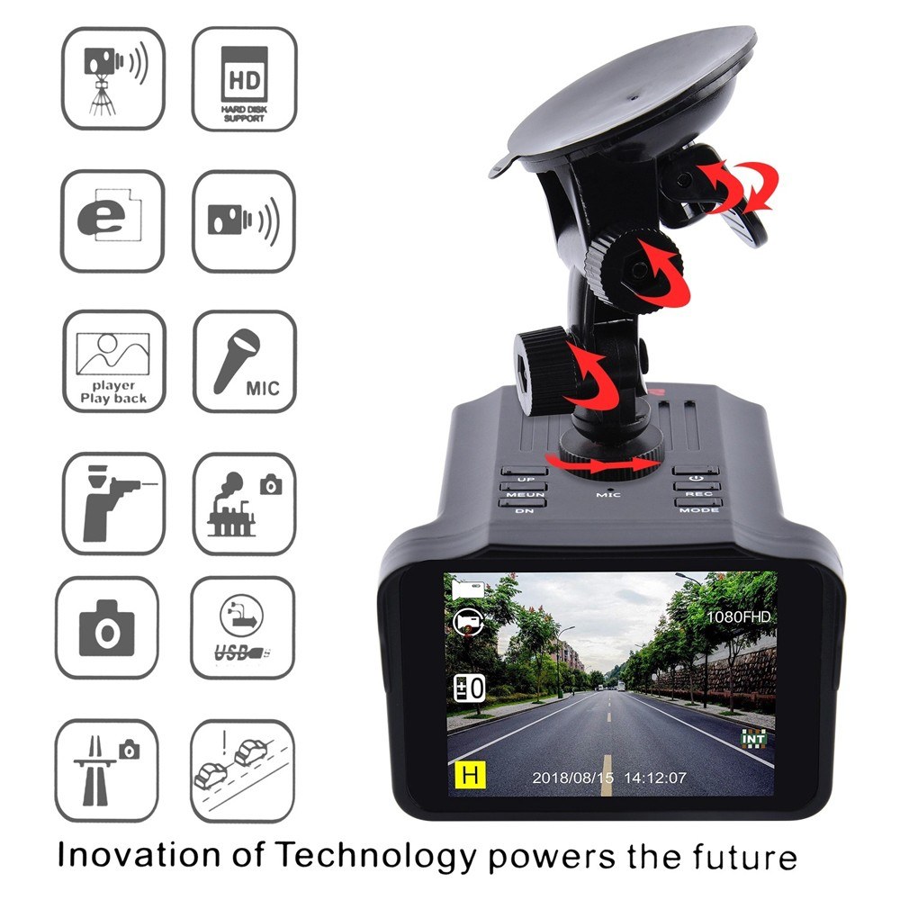 2 in 1 Car Recorder and Radars Speed Detector 1080P Dash Cam