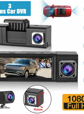 3 Lens Car DVR Driving Recorder G-sensor 1080p Front + Rear