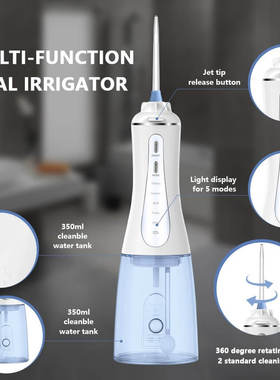 Portable Dental Oral Irrigator Rechargeable Cordless Powerfu