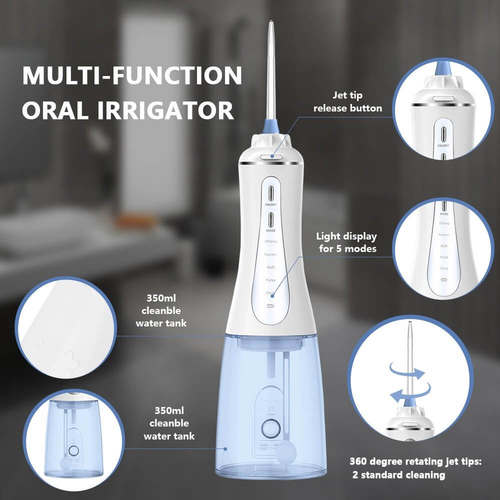 Portable Dental Oral Irrigator Rechargeable Cordless Powerfu