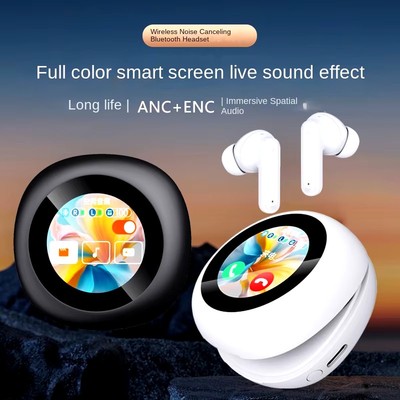Smart screen bluetooth headset ANC wireless noise reduction