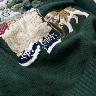 00808 男女同款 R重磅卡通刺绣针织衫 秋冬新款