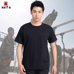 男刺绣圆领体能服保安训练透气汗衫 t恤衫 莱卡棉短袖 公F藏青色正品