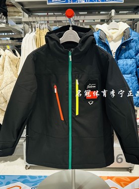 李宁男童户外防风保暖棉服外套