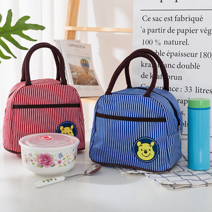 饭盒袋防水牛津布拉链日式小熊上班手提便当包逛街带饭学生小方包