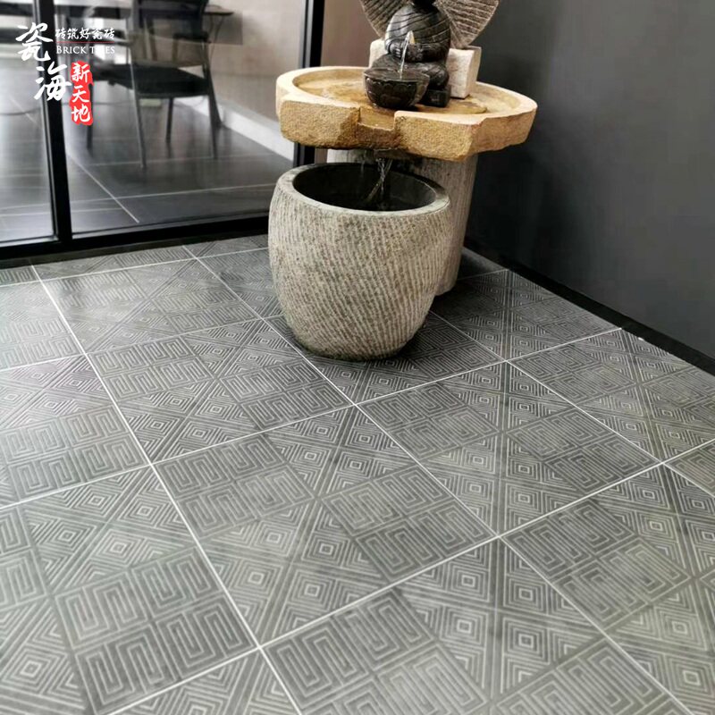 水泥砖600古建浮雕凹凸回字纹瓷砖四合院饭店仿古砖庭院防滑地砖