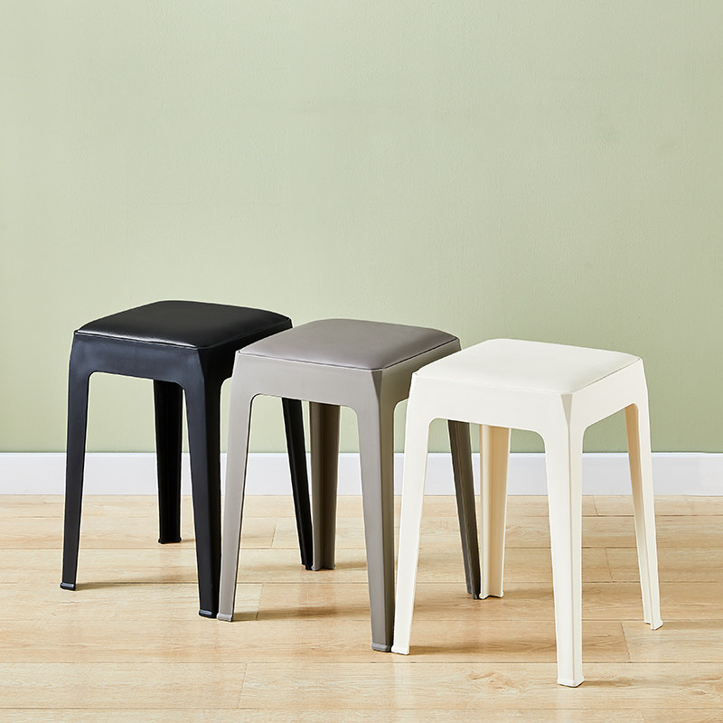 塑料凳子家用加厚北欧现代简约创意餐桌高圆凳可叠放商用椅子方凳
