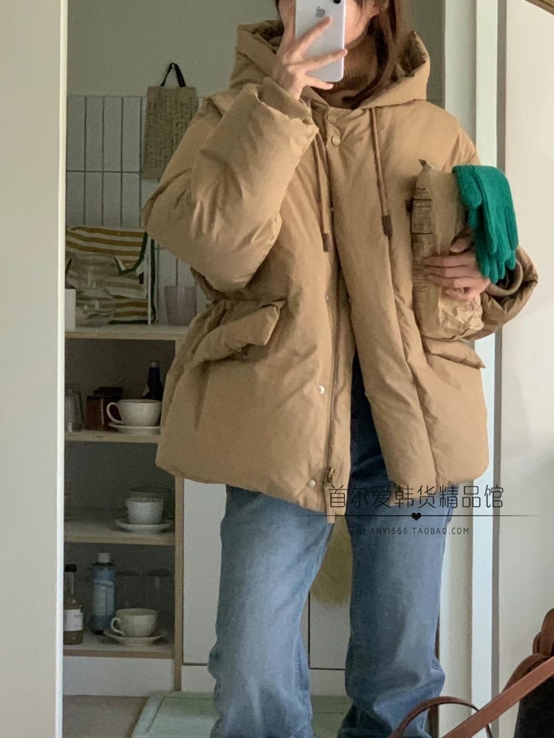 VENIR韩国代购连帽宽松羽绒服