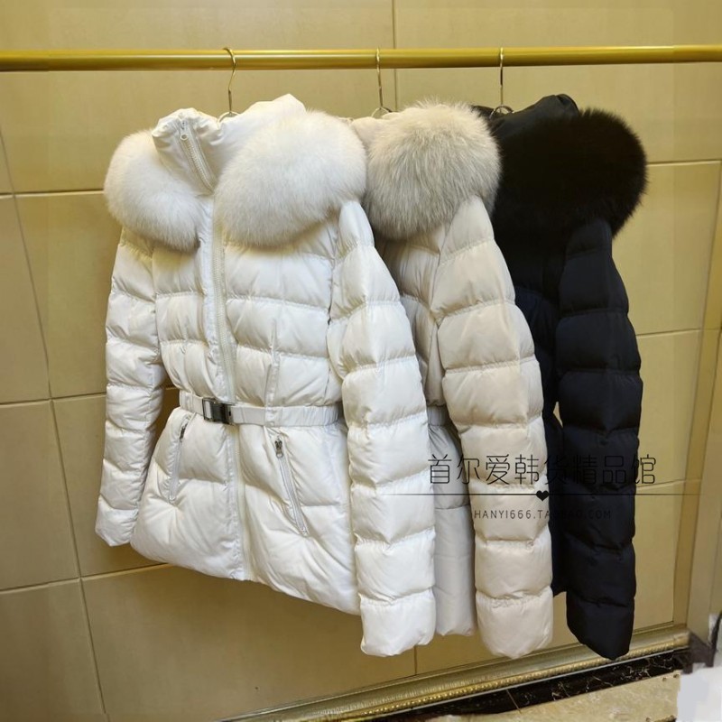 韩国代购狐狸毛领修身短款羽绒服