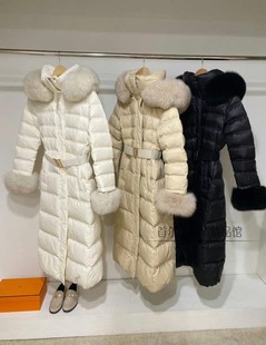 长款 羽绒服 狐狸毛领修身 韩国代购 23秋冬气质加厚保暖鸭绒外套
