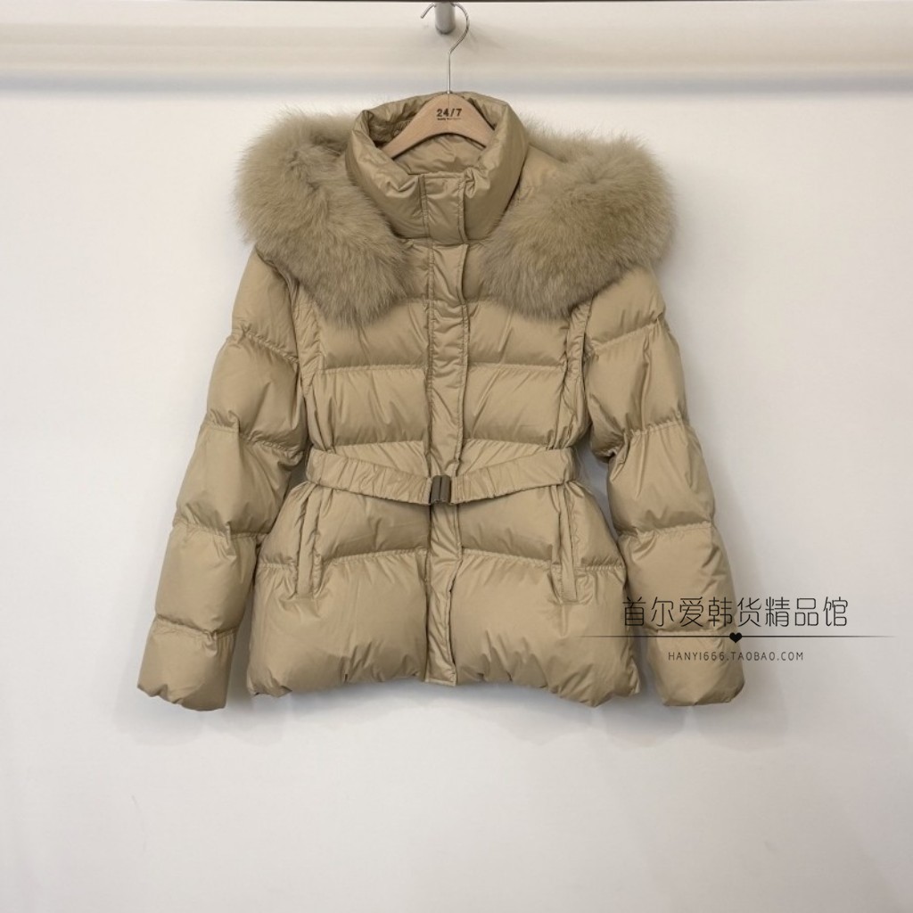 韩国代购狐狸毛领修身短款羽绒服