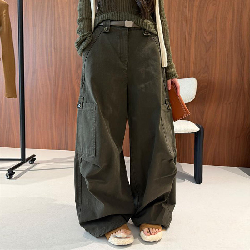 美式复古高腰百搭工装裤卫裤女2026秋季新款宽松显瘦休闲裤阔腿裤