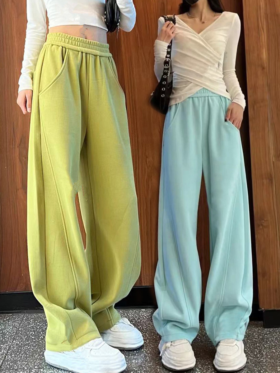 直筒香蕉裤女2025春秋新款韩版加绒阔腿裤子高腰宽松休闲拖地长裤,女装/女士精品,卫裤,淘宝优惠券,粉丝福利购,淘宝优惠卷