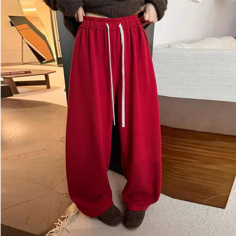 加绒加厚高腰显瘦阔腿裤弯刀裤