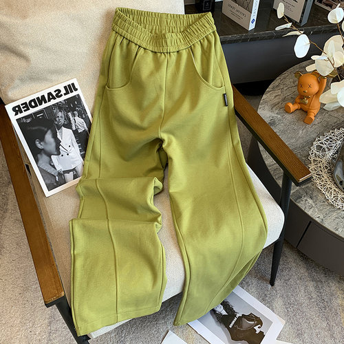 直筒裤高腰休闲运动拖地裤