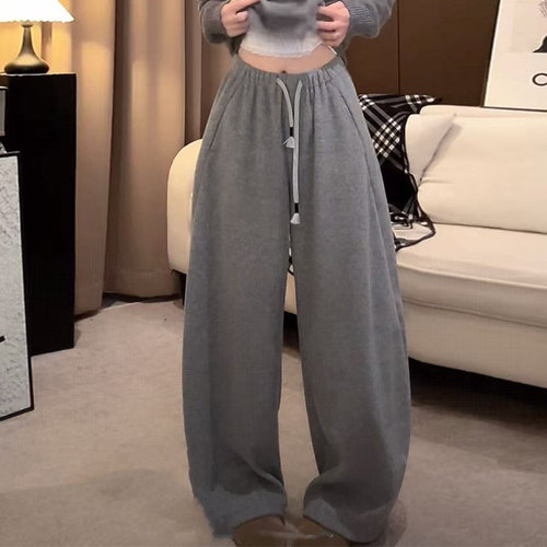 韩版高腰宽松垂感休闲裤弯刀裤