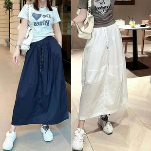 极简风宽松休闲百搭高腰蓬蓬裙 夏季 薄款 透气中长款 半身裙女韩版