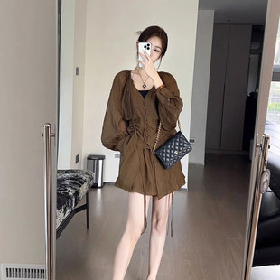 新中式套装女2025夏新款高级感衬衫显瘦短裤小个子显高时尚两件套