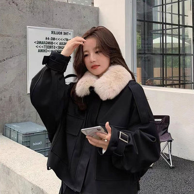 派克服皮衣外套女秋冬2024年新款韩版宽松加绒加厚小个子短款棉服