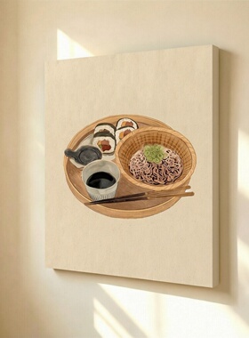 无框画Lilou日式寿司荞麦面静物餐厅日系酒屋美食客厅装饰画挂画