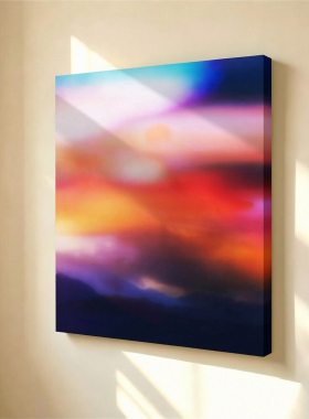 无框画Navina朦胧渐变晚霞山峦装饰画彩风景客厅卧室ins治愈挂画