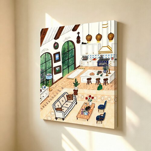 无框画Abbie美式原木风温馨居家复古治愈餐厅卧室客厅装饰画挂画
