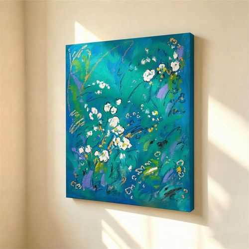 无框画ohjpaint清新蓝调野趣花卉小众ins艺术卧室客厅装饰画挂画