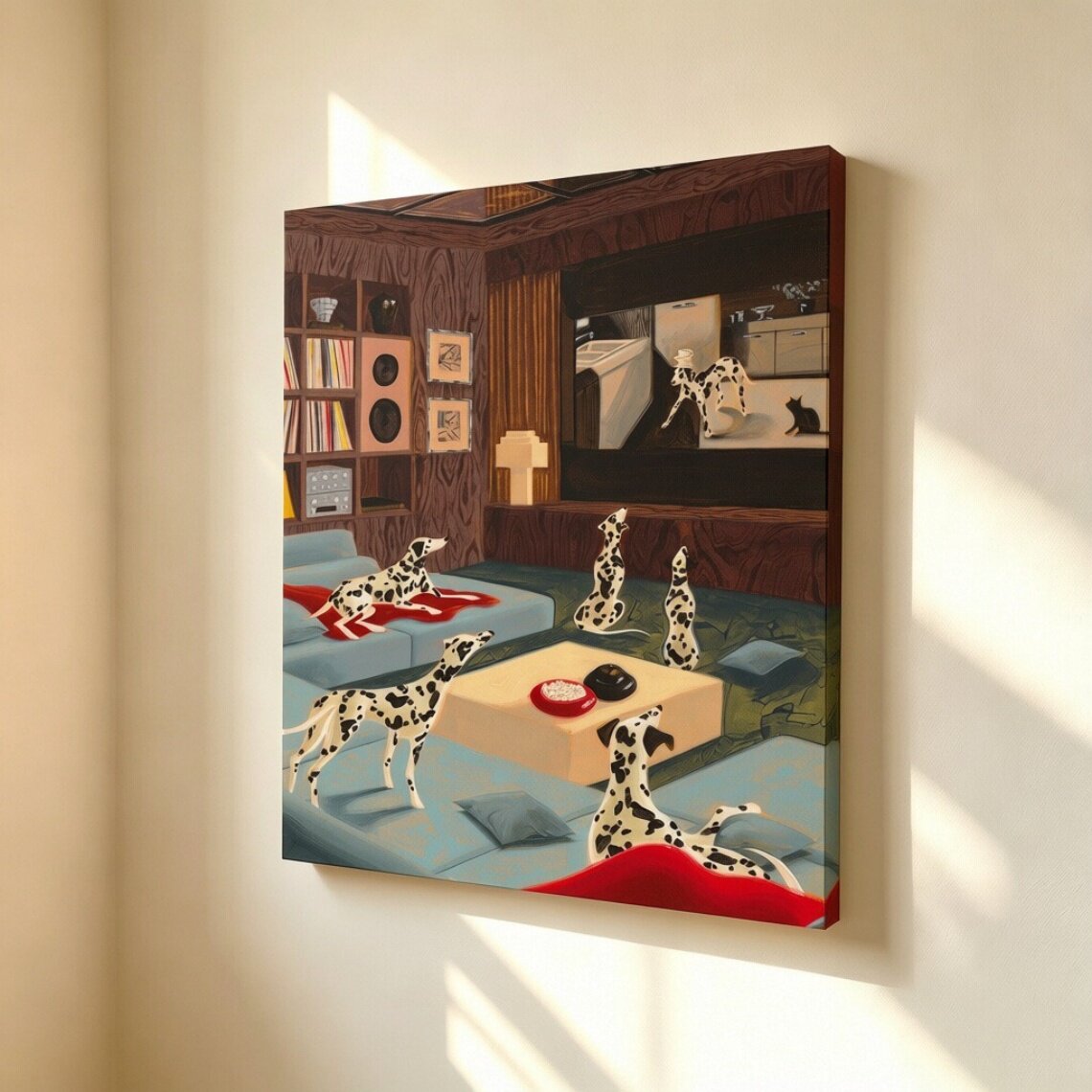 无框画Yukiko复古中古风斑点大麦町犬餐厅小众艺术客厅装饰画挂画