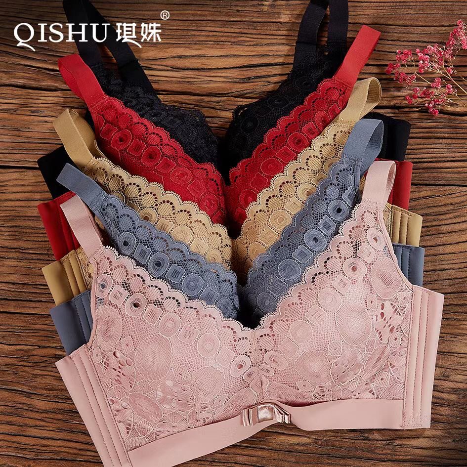 琪姝小胸加厚A杯蕾丝无钢圈亲亲棉内衣女聚拢上托胸罩8996