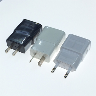 通用手机充电器5v1a2a欧式 240V黑色白色H 二脚插头美标两脚扁插头澳规八字脚插头单口USB充电头白色黑色AC100