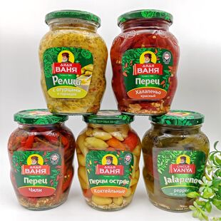 俄罗斯原装进口芥末黄瓜蓉汉堡酱瓦尼亚老爹红辣椒青辣椒腌渍蔬菜